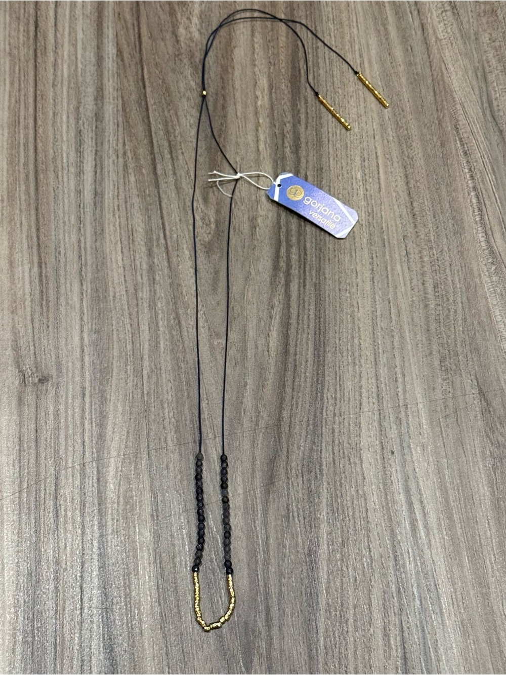 NWT Gorjana Blue and Gold Beaded Sliding Necklace